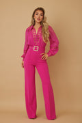 Crochet Detailed Woven Top Fashon Jumpsuit-Product Type | Naughty Smile Fashion