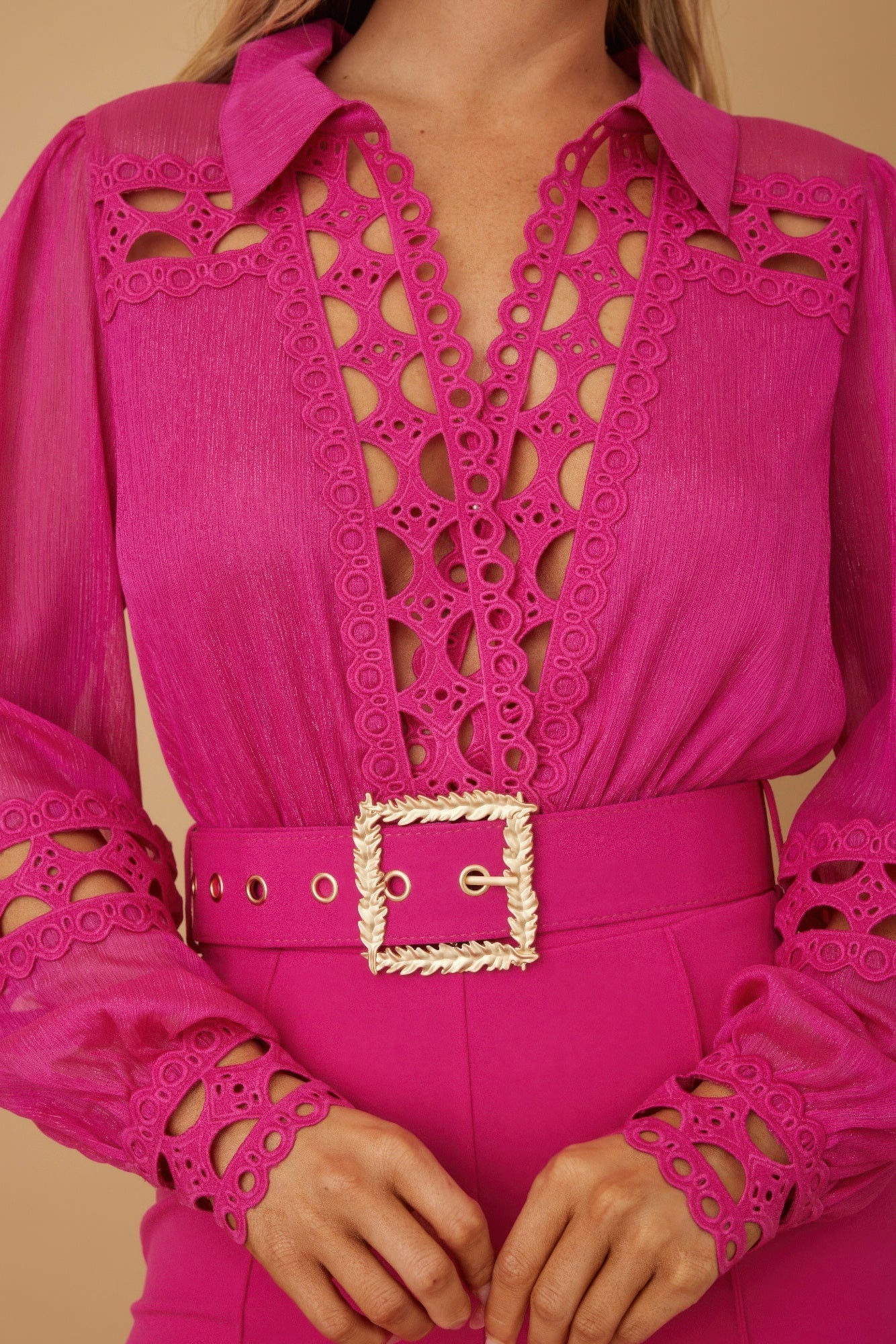 Crochet Detailed Woven Top Fashon Jumpsuit-Product Type | Naughty Smile Fashion