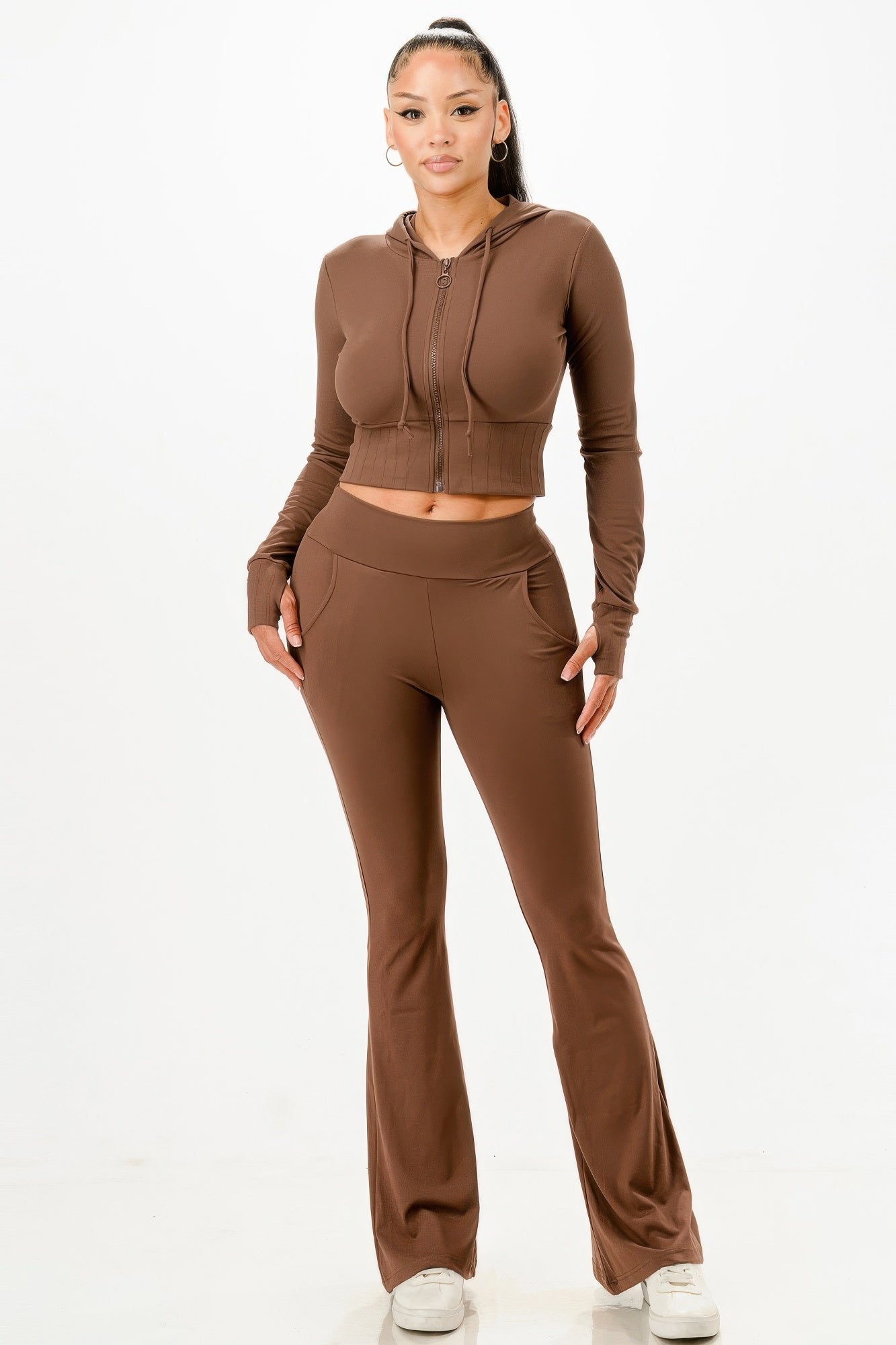 Butter Soft Crop Hoodie And Flare Pants Set-Product Type | Naughty Smile Fashion