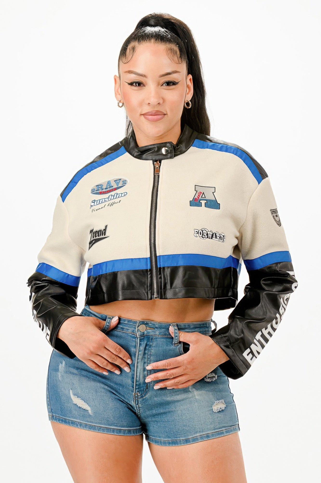 Colorblock Crop Jacket-Product Type | Naughty Smile Fashion