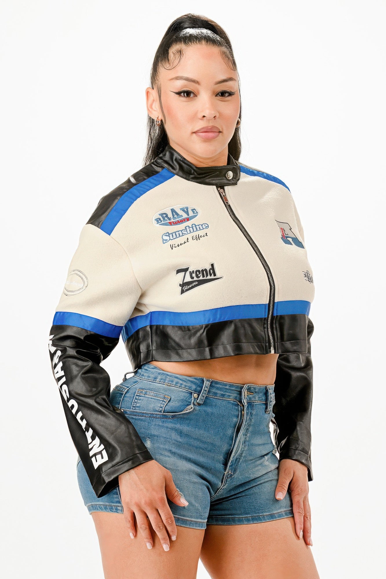 Colorblock Crop Jacket-Product Type | Naughty Smile Fashion