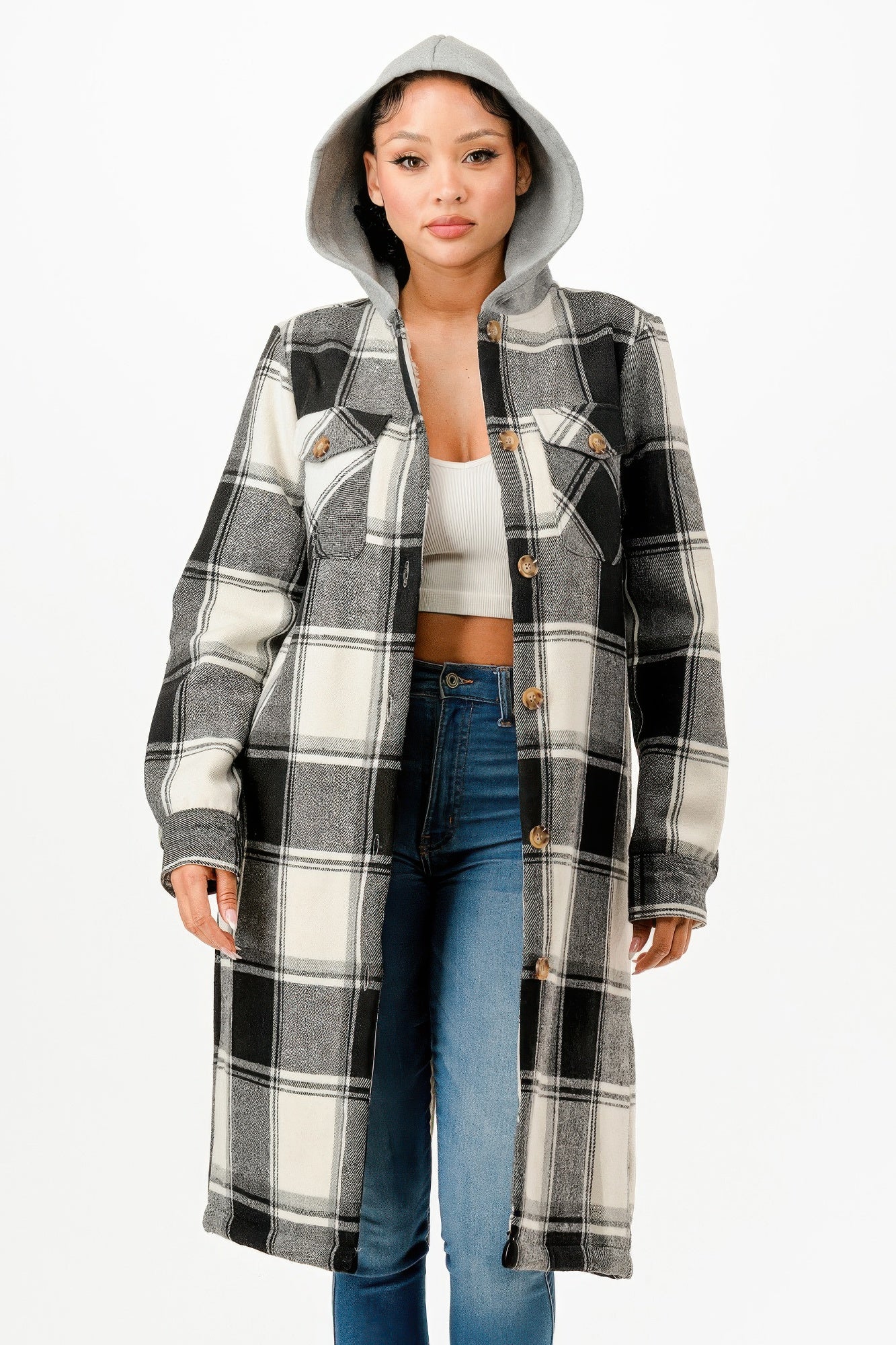 Hooded Plaid Coat-Product Type | Naughty Smile Fashion