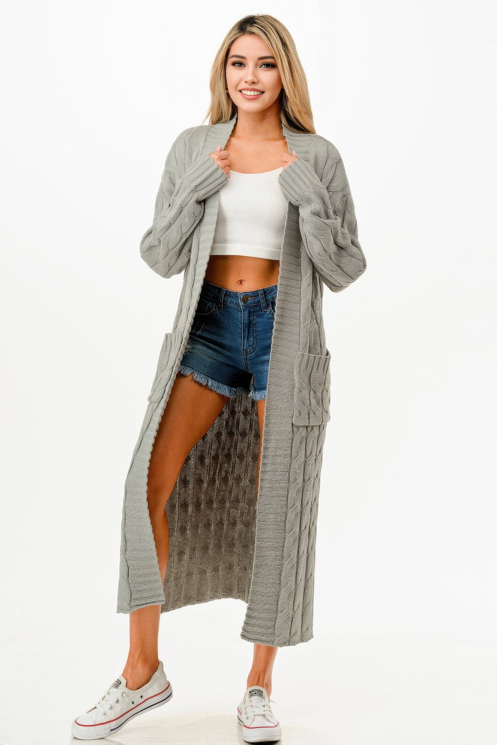 Cable Sweater Long Cardigan-Product Type | Naughty Smile Fashion