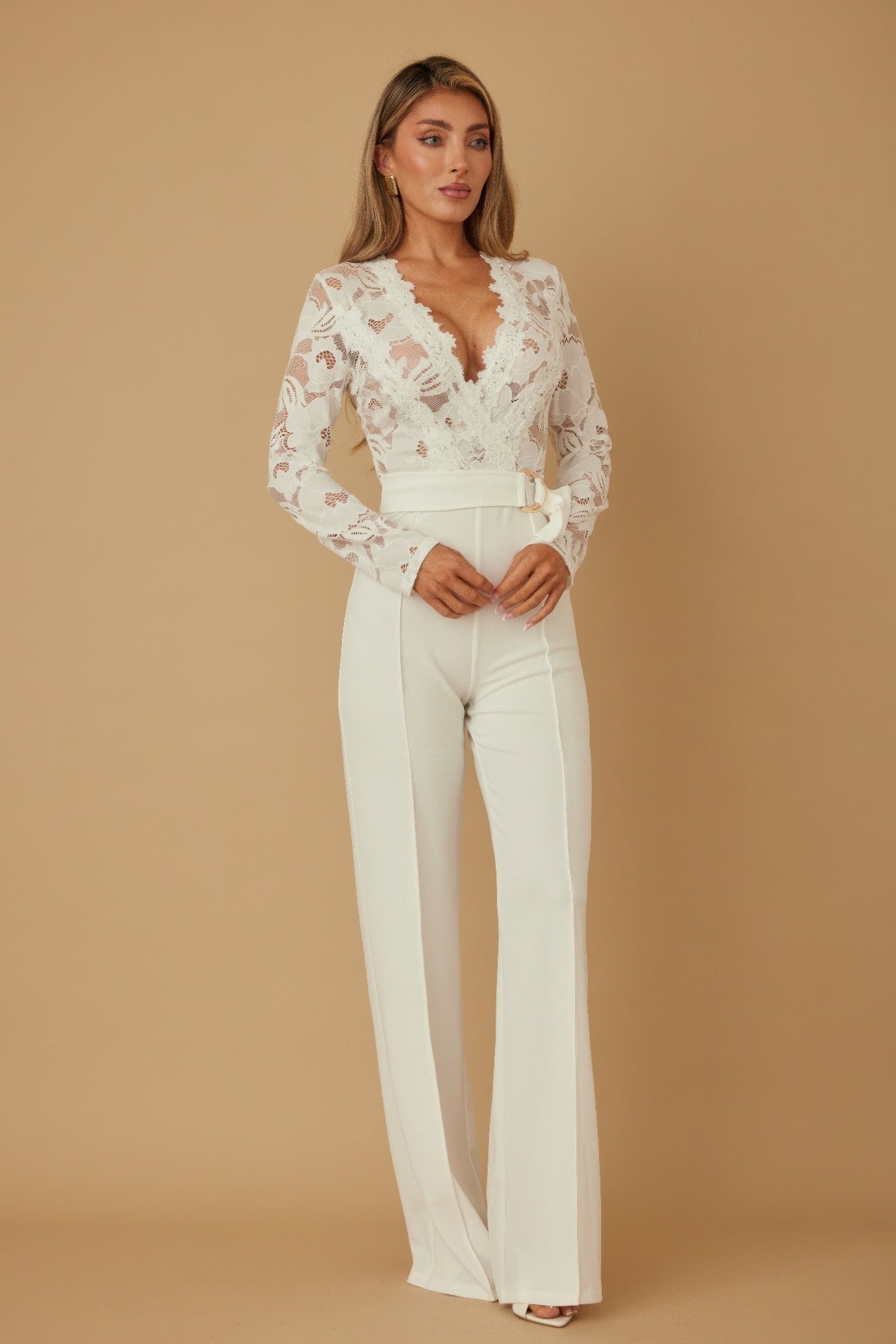 Lace Crochet Long Sleeve Jumpsuit-Product Type | Naughty Smile Fashion