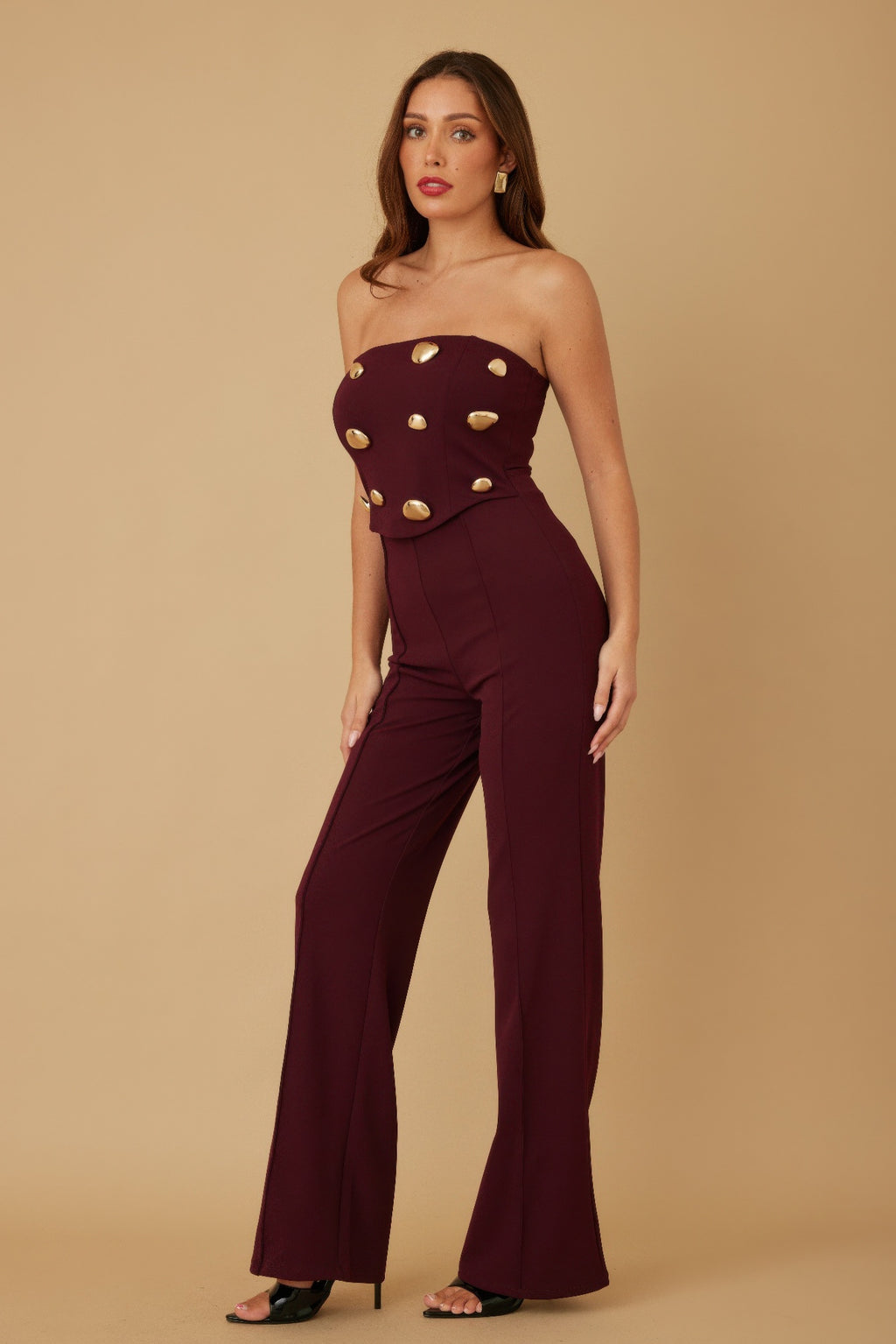 Multi Flat Mirror Stone Jumpsuit-Product Type | Naughty Smile Fashion