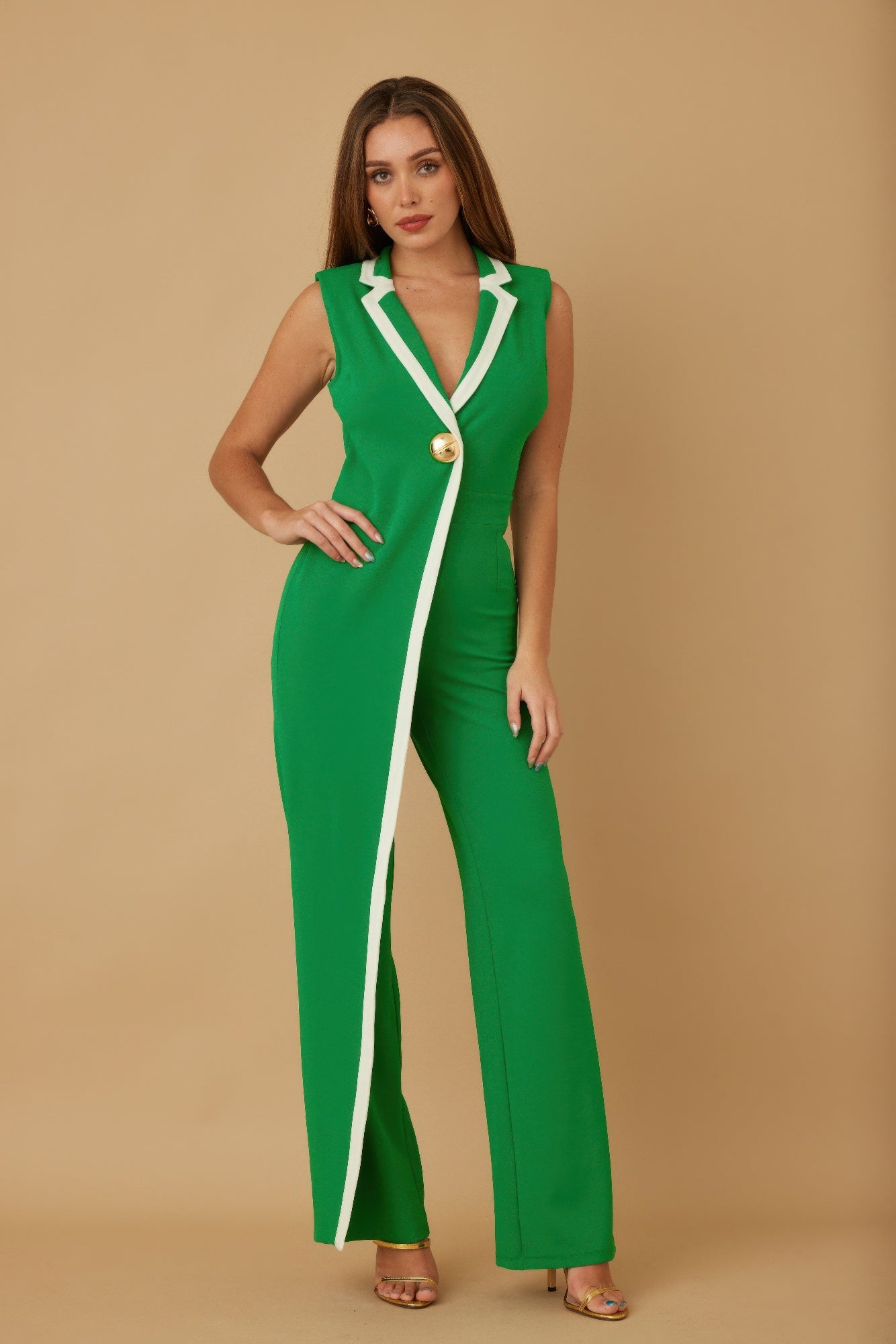 Single Golden Bell Button Jumpsuit-Product Type | Naughty Smile Fashion