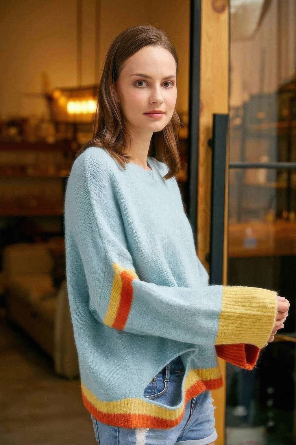 Color Block Sweater With Cut Out-Product Type | Naughty Smile Fashion