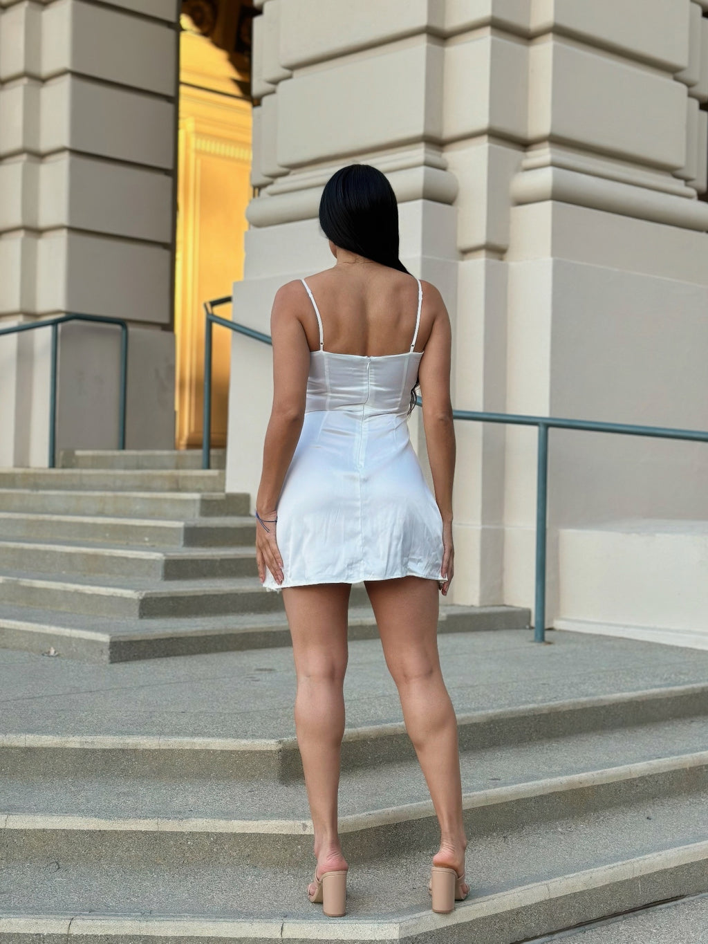 Sexy Party Satin Wrap Like & Lace Nude Mini Dress-Product Type | Naughty Smile Fashion