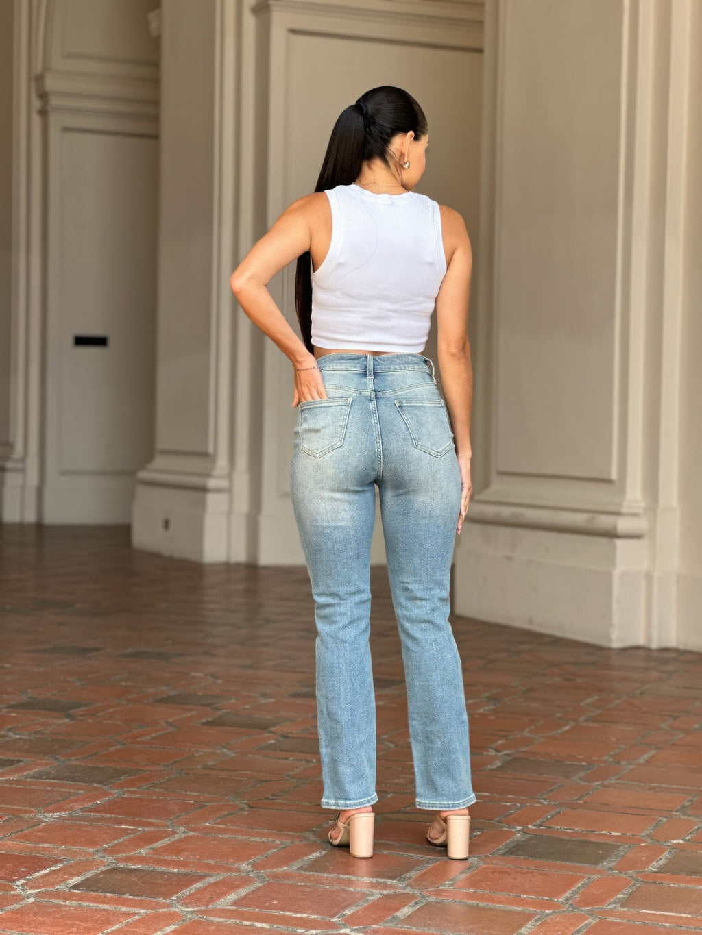 High Rise Cigarette Button Fly Straight Denim Jean-Product Type | Naughty Smile Fashion