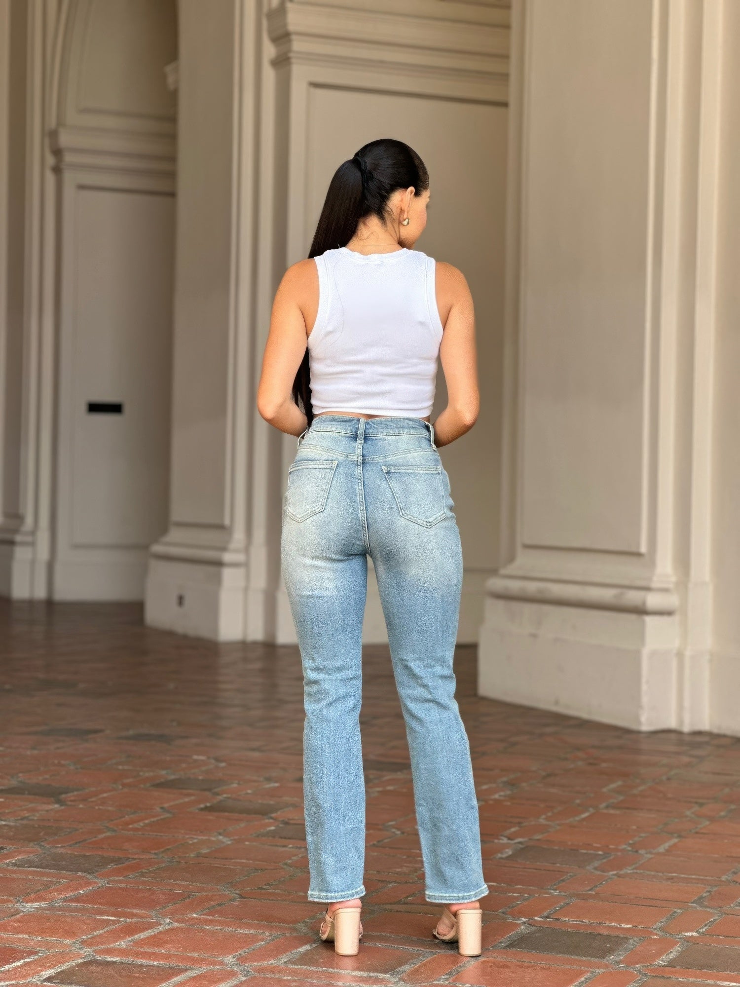 High Rise Cigarette Button Fly Straight Denim Jean-Product Type | Naughty Smile Fashion