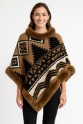 Tribal Luxe Faux Fur Trim Poncho-Product Type | Naughty Smile Fashion