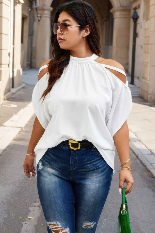 New Arrival – Plus Halter Open Shoulder Bat Sleeves Loose Top – New Arrival Now Live